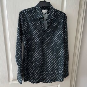 Frank and Oak Men's Shirt LS Dark Green Floral Shirt Sz M